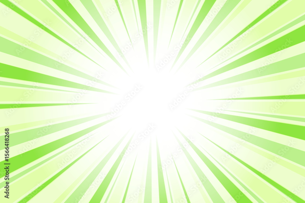 Obraz premium Abstract green sunburst background. Sun rays backdrop. Radial green background with sun rays. Summer vector illustration.