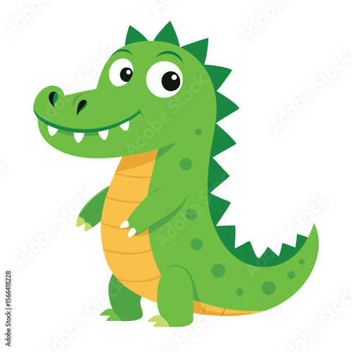 cute cartoon smile crocodile illustration Vector icon isolated on white background