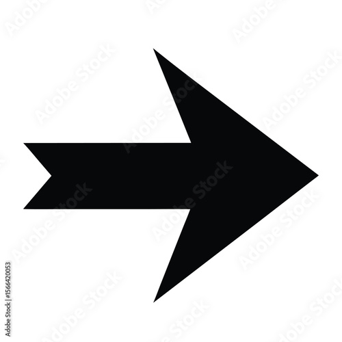 Black Right Arrow Silhouette Vector – Directional Navigation Icon