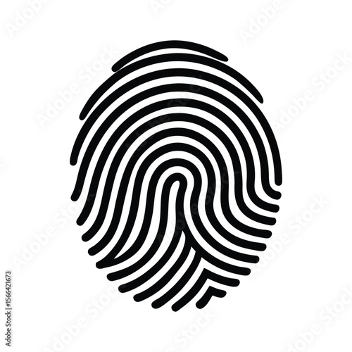 Abstract fingerprint silhouette with a detailed spiral print pattern representing identity and uniqueness in a graphic design