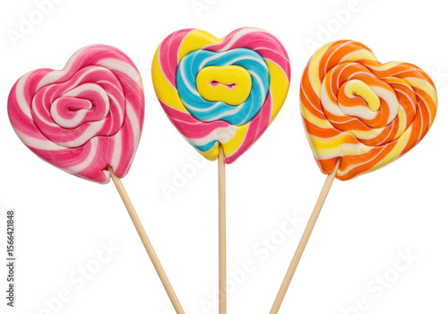 Wallpaper Mural A trio of heartshaped lollipops isolated on transparent background offers a sweet and colorful valentines day treat Torontodigital.ca