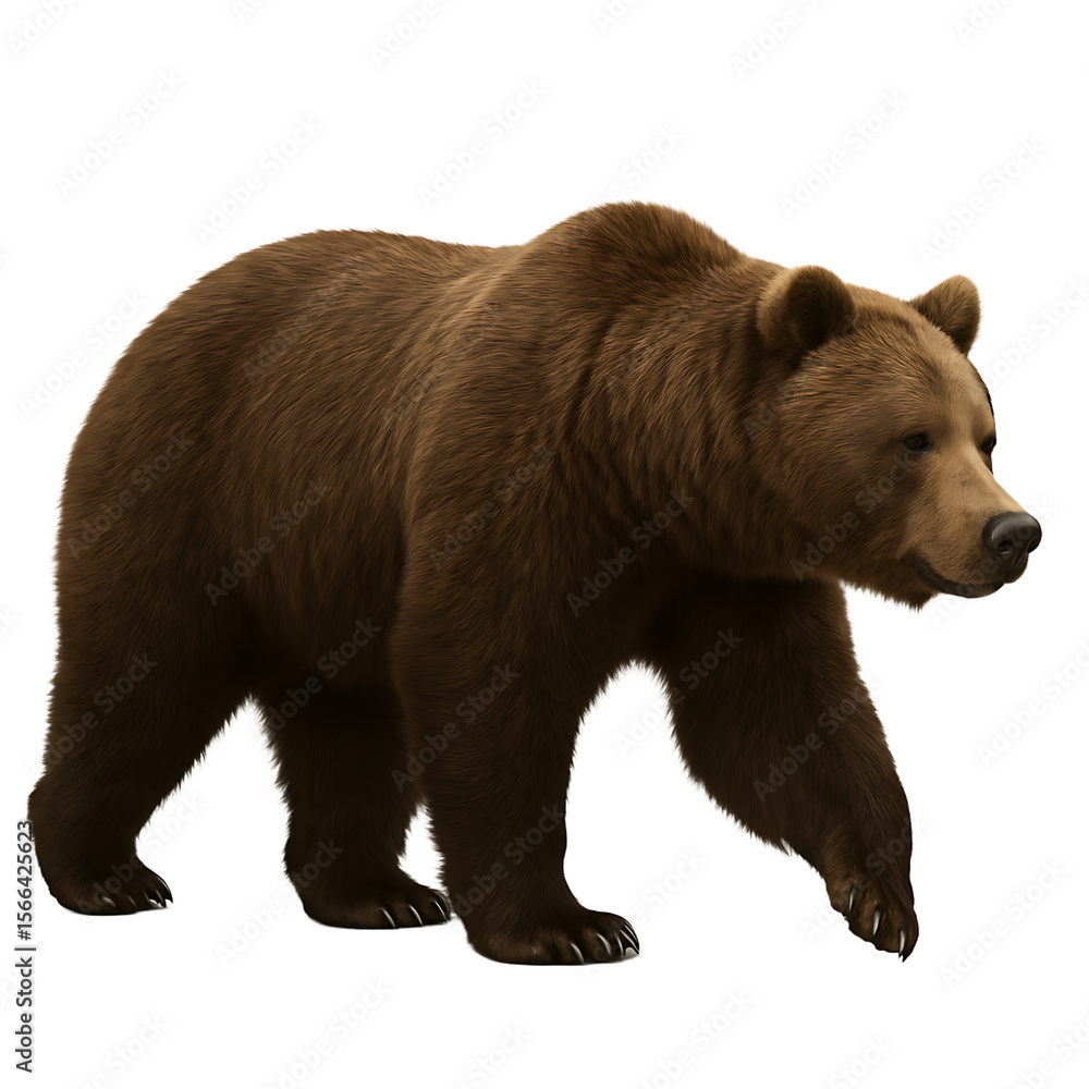 Fototapeta premium A large brown bear walking, isolated on transparent background