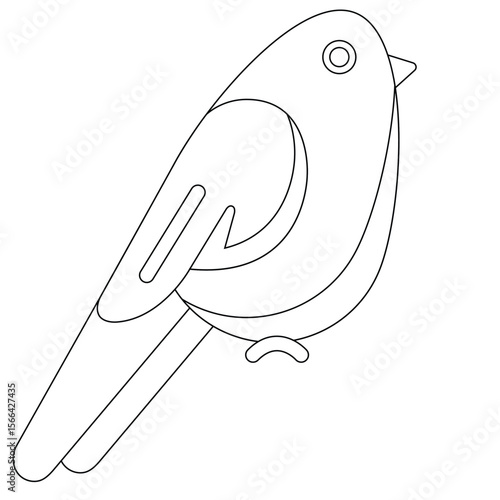 Cartoon-style bird in line art format. Fun and engaging for early education, printable games, or animal-themed activities.