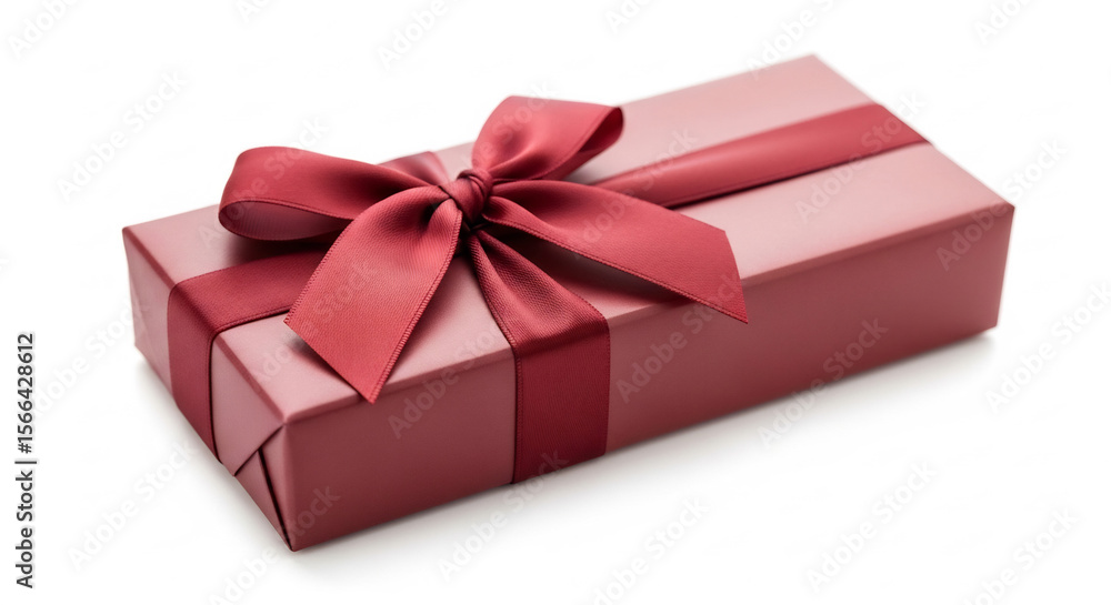 Fototapeta premium Elegant Chocolate Gift Box with Burgundy Ribbon for World Chocolate Day
