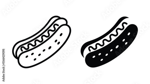 Vector art of a hotdog icon with dots is shown isolated on white background