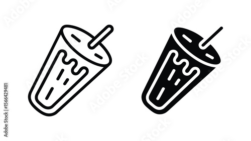 Vector art of a refreshing drink with a straw is shown isolated on white background