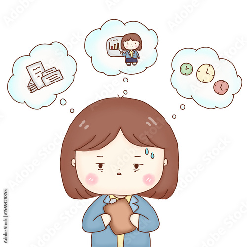 Cute girl feeling stressed at work.
