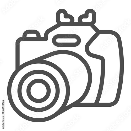 Camera with lenses for multi zoom line icon, optical equipment concept. Vector graphics. Photo camera sign on white background, outline style icon for mobile or web design.