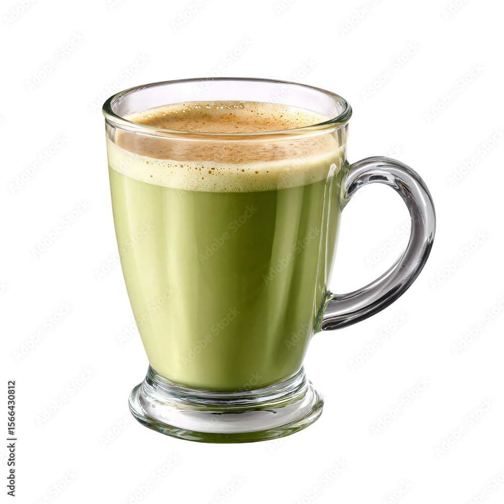 matcha latte in a glass mug isolated die-cut matcha latte in a glass mug isolated die-cut