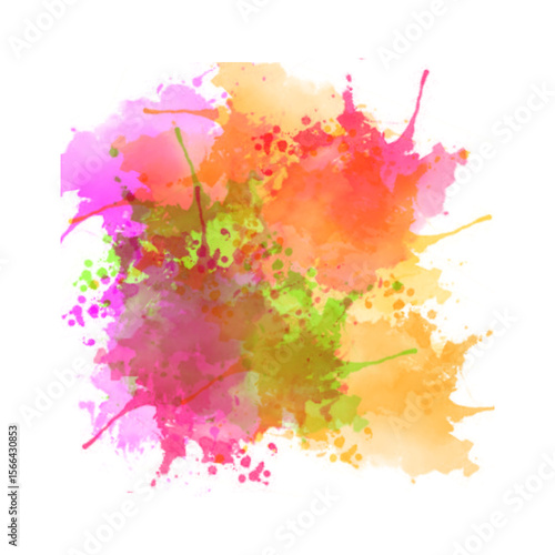 Red ink splatter with paint drops and grunge texture