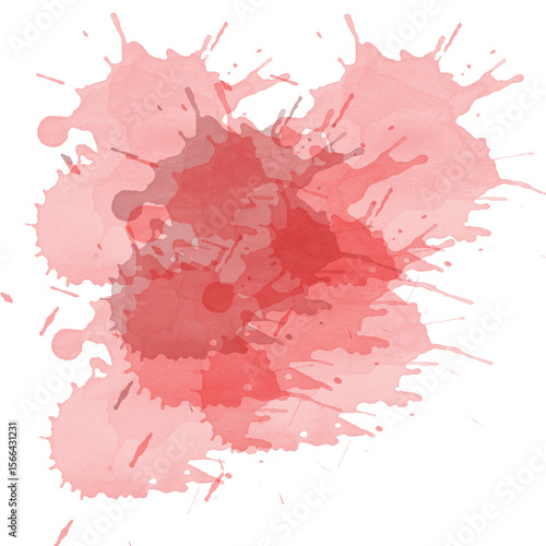 Red ink splatter with paint drops and grunge texture