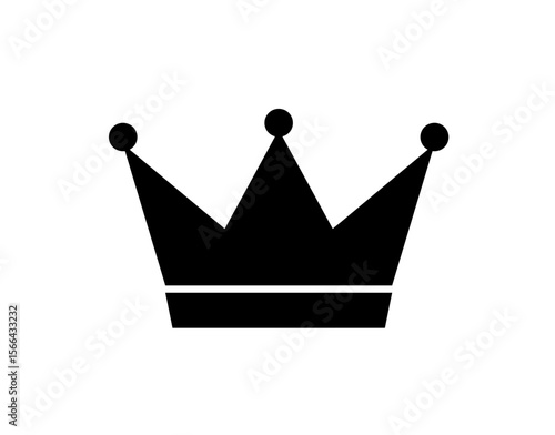 Simple black silhouette of a regal crown, outlined and detailed.