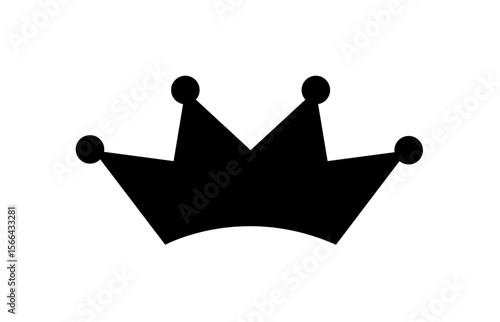 A simple, black silhouette of a crown, isolated on a white background.
