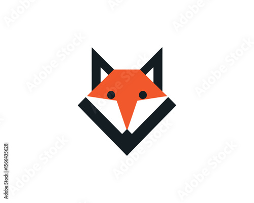Free Download Geometric abstract fox head logo design in orange and black - GFXLoad