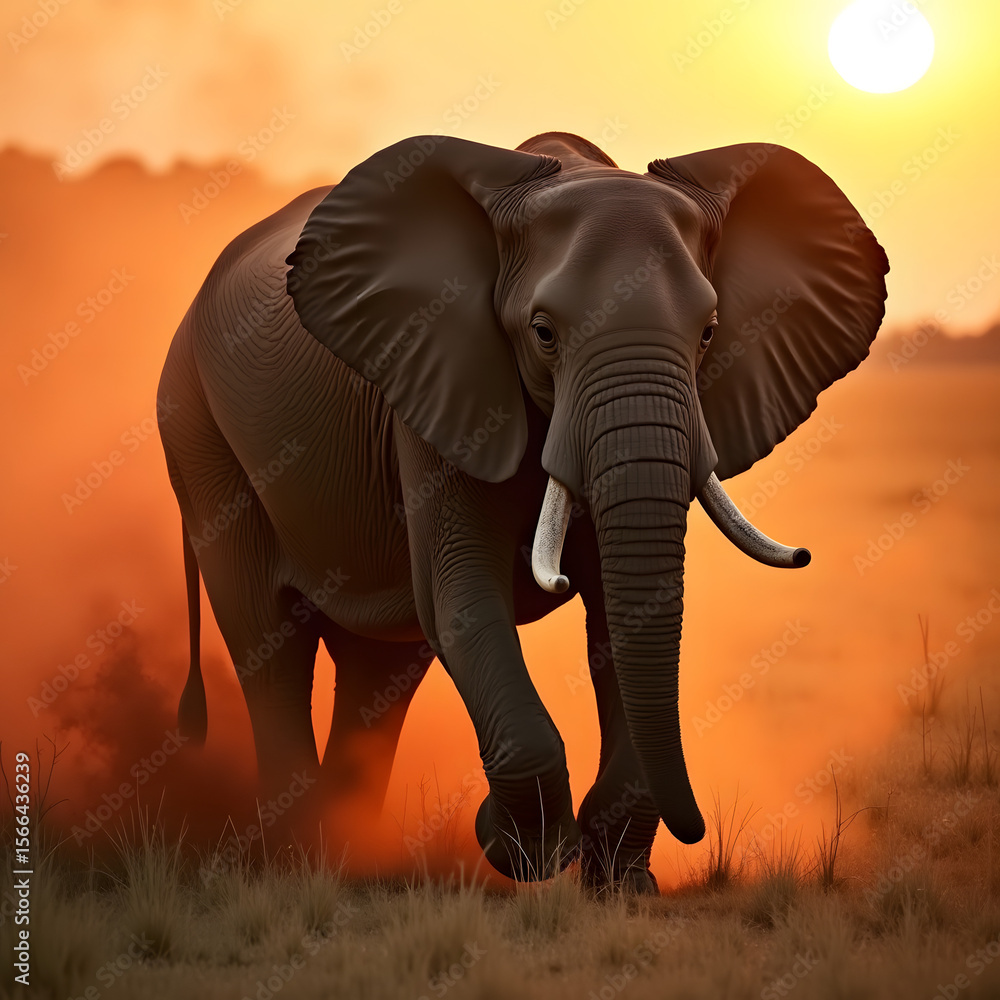 Obraz premium elephant at sunset