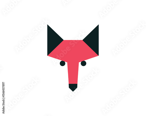 Free Download Geometric abstract fox face illustration with red and black colors - GFXLoad