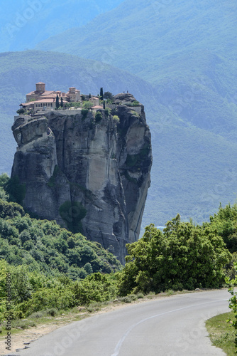 Greece, Kalambaka, May 2, 2025. Monastery on top of a rock in Meteora