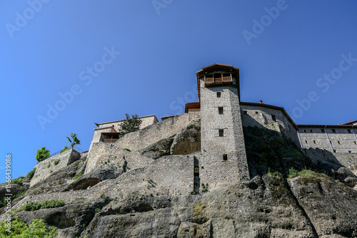 Greece, Kalambaka, May 3, 2025. Monastery on top of a rock in Meteora