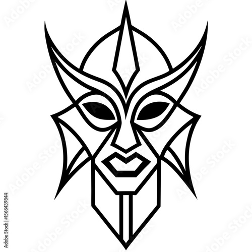Abstract tribal mask line art vector illustration 