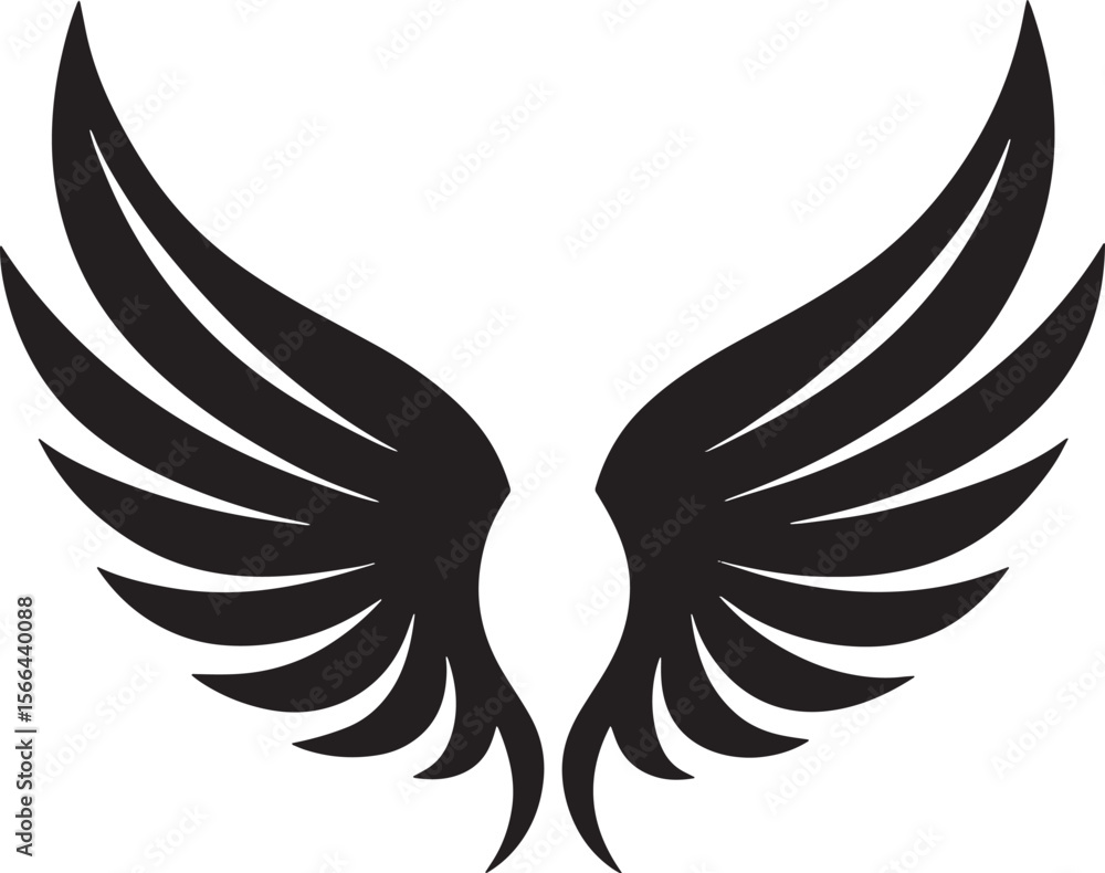 Obraz premium black angel wings silhouette isolated on white background