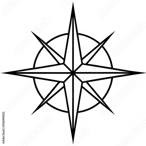 Compass rose line art vector illustration 