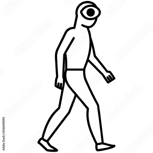 Cyclops walking line art vector illustration 