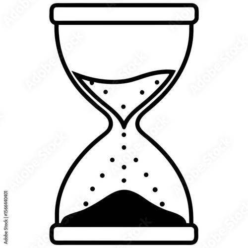  Hourglass with sand line art vector illustration