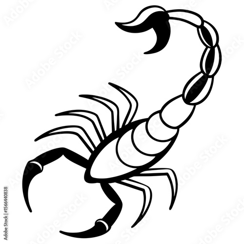 Scorpion with tail raised line art vector illustration