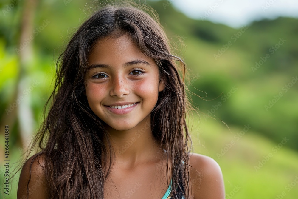Adorable teenage girl looking at the camera outdoors, smiling with confidence and a sense of youthful excitement, Generative AI Adorable teenage girl looking at the camera outdoors, smiling with confidence and a sense of youthful excitement, Generative AI