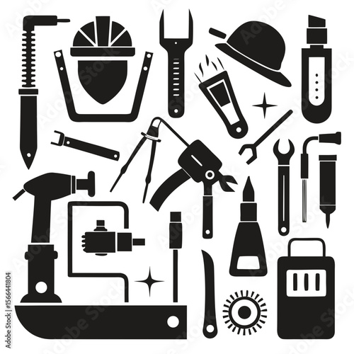 Perfect Vector Collection Of Welding Tools Silhouettes For Use Graphics Websites And Apps Designs On White Background