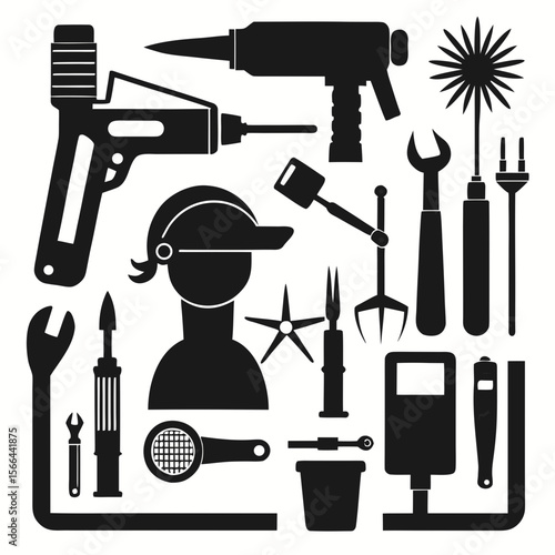 Perfect Vector Collection Of Welding Tools Silhouettes For Use Graphics Websites And Apps Designs On White Background