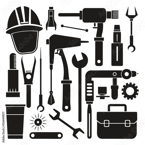 Perfect Vector Collection Of Welding Tools Silhouettes For Use Graphics Websites And Apps Designs On White Background