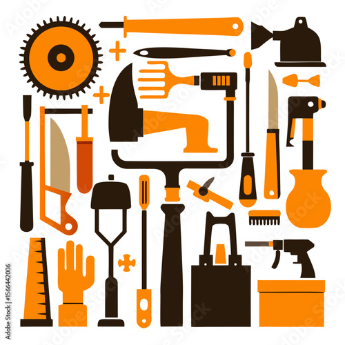 Perfect Vector Collection Of Woodworking Tools Silhouettes For Use Graphics Websites And Apps Designs On White Background