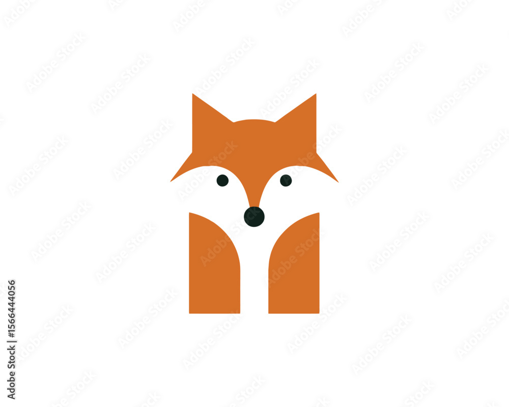 Obraz premium Minimalist geometric fox face with orange fur and white cheeks