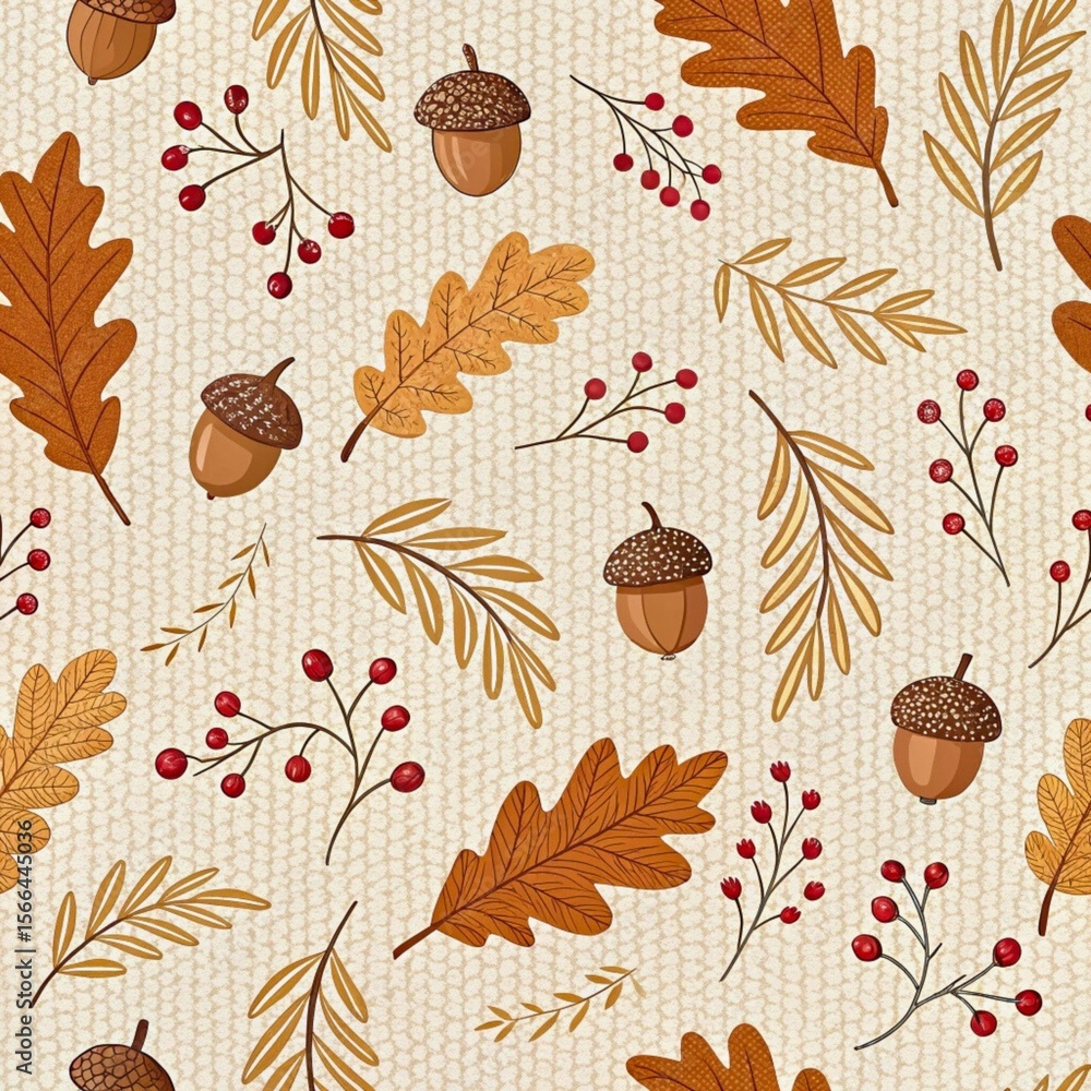 seamless cozy knit pattern with autumn botanicals oak leaves acorns and heather sprigs warm hygge textured background for fall seasonal decor seamless cozy knit pattern with autumn botanicals oak leaves acorns and heather sprigs warm hygge textured background for fall seasonal decor