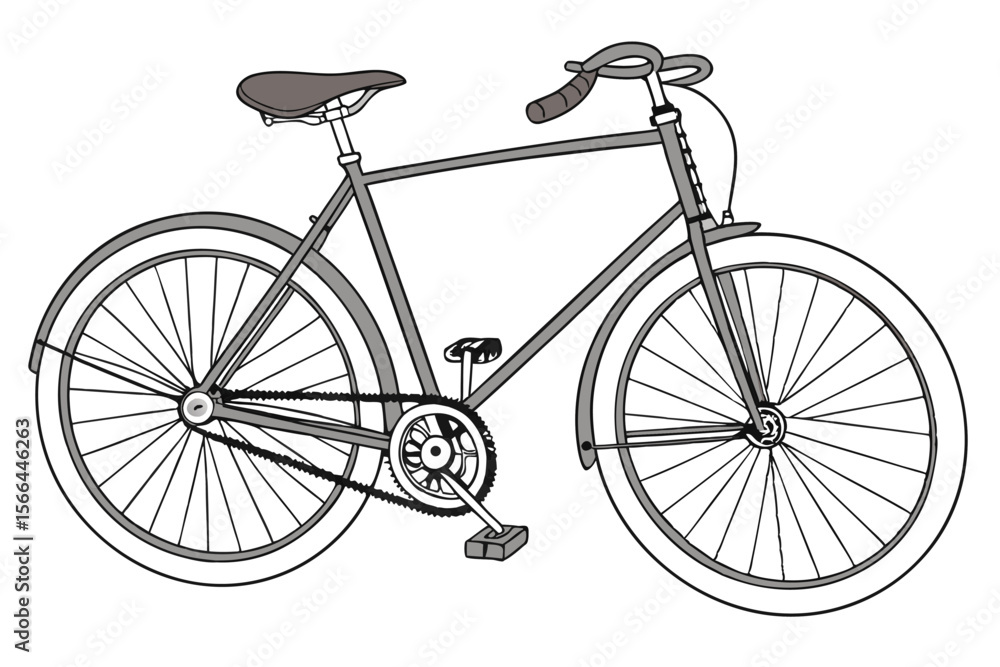 Fototapeta premium Classic bicycle with grey frame and brown seat bike