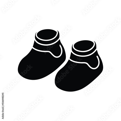 Black and white illustration of a pair of baby booties