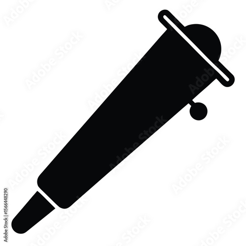 A solid black vintage swivel cannon design presents distinct historical armament details on transparent backdrop