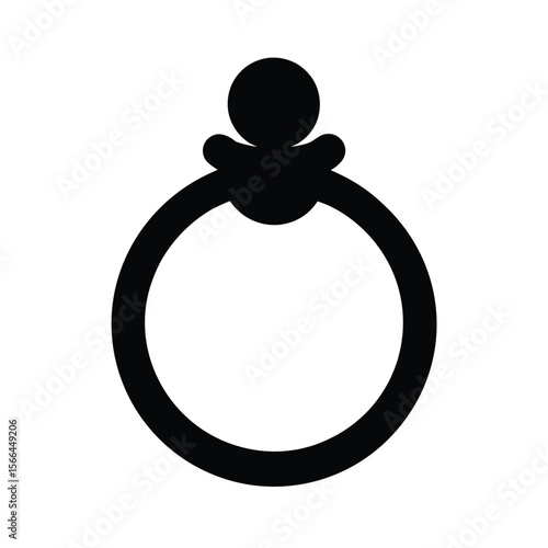 Black Ring with Top Ornament on White Background Illustration