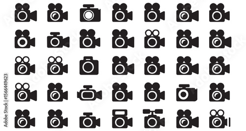 Wallpaper Mural Collection of Diverse Video Camera Icons Depicting Filming and Recording Technology for Creative Projects and Multimedia Designs Torontodigital.ca
