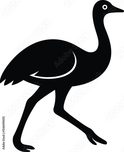 Silhouette emu walking bird vector illustration