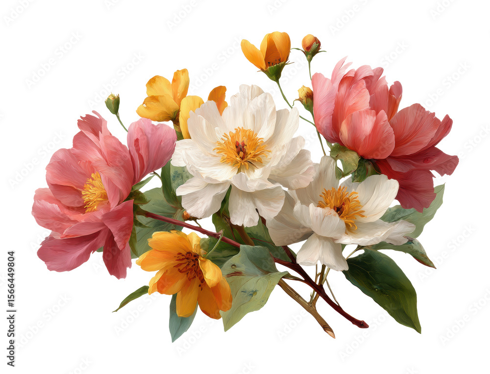 Fototapeta premium Vibrant floral arrangement nature digital bright colors