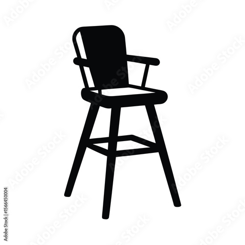 Black silhouette of a high chair with armrests and back