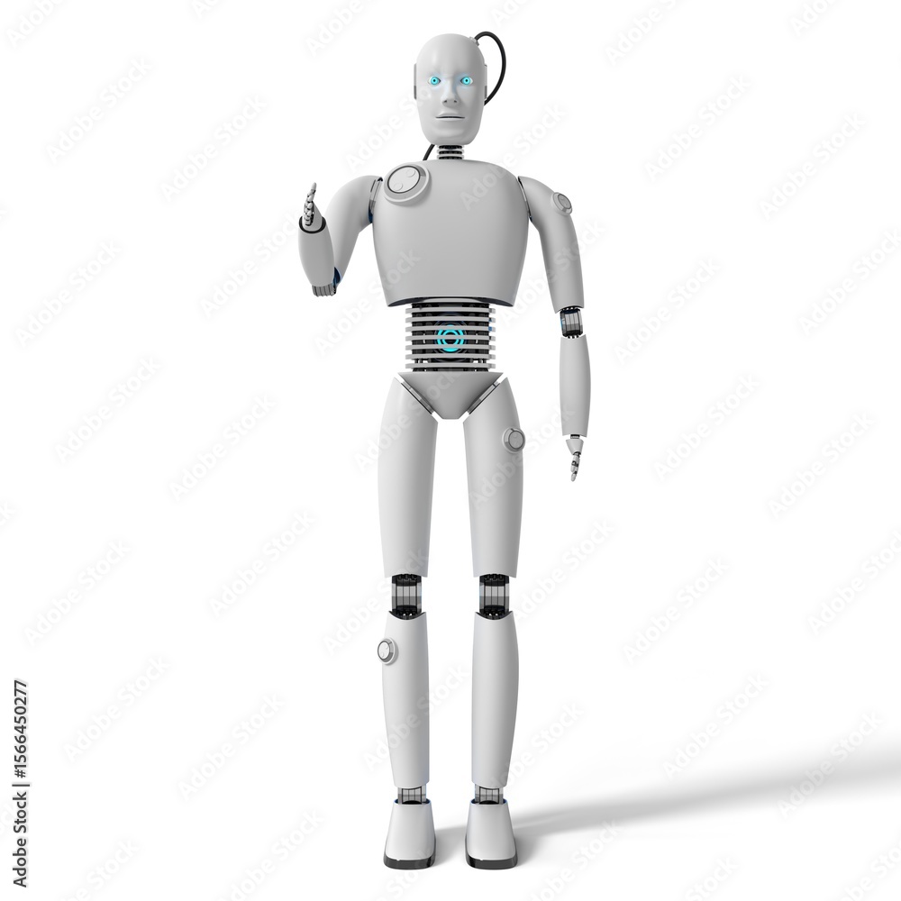 Fototapeta premium Humanoid robot with raised hand - 3D illustration