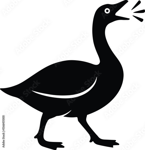 Silhouette goose honking black and white standing vector illustration