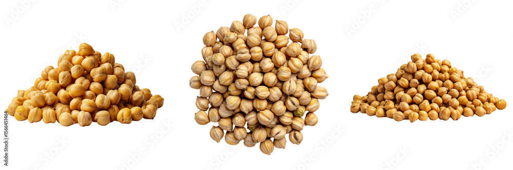 Set of a pile of chickpeas heaped together, isolated on a transparent background. Set of a pile of chickpeas heaped together, isolated on a transparent background.