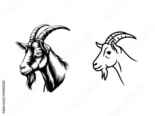 Stylized Goat Head Illustrations.