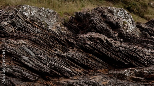 Glowing sedimentary rock layers pulsing with ancient energy, revealing Earth's geological history.