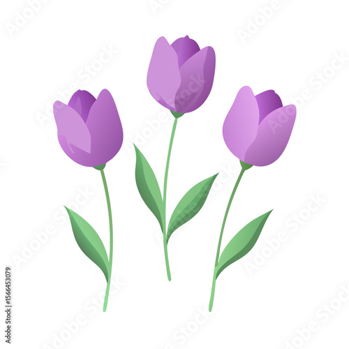 Wallpaper Mural Three Pastel Purple Tulips Spring Floral Design Element Graphic Torontodigital.ca
