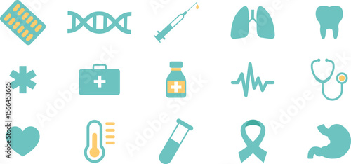 Medical and Healthcare Icon Set.